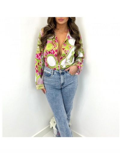 Replica Casual Printing Long Sleeve Blouses Long Sleeve Turndown Collar #794105 $22.43 USD for Wholesale