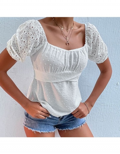 Replica  Chiffon Square Neck Puff Sleeve Blouses Short Sleeve Square Neck #794111 $23.28 USD for Wholesale