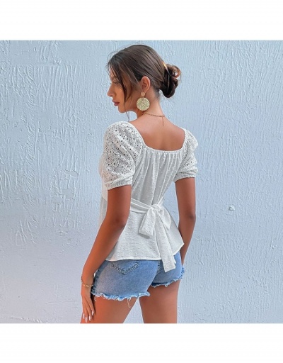 Replica  Chiffon Square Neck Puff Sleeve Blouses Short Sleeve Square Neck #794111 $23.28 USD for Wholesale