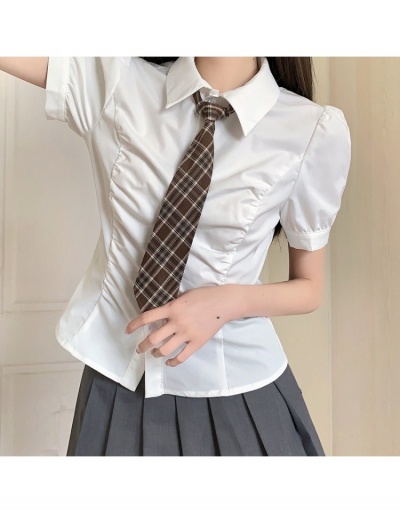 Replica  Summer College Style Ruched Top For Women Short Sleeve Turndown Collar #794115 $21.78 USD for Wholesale