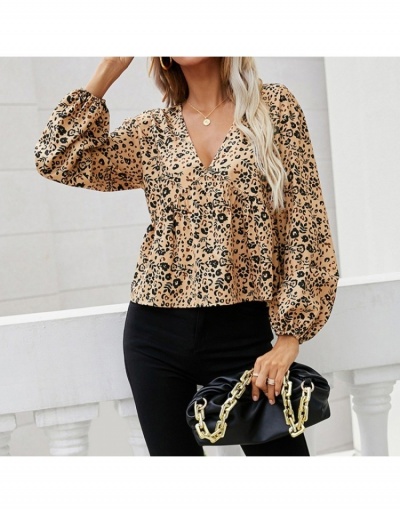  Casual Deep V-Neck Puff Sleeve Printed Blouses Long Sleeve V Neck #794117 $19.50 USD, Wholesale Fashion Blouses