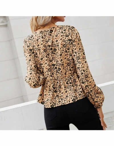 Replica  Casual Deep V-Neck Puff Sleeve Printed Blouses Long Sleeve V Neck #794117 $19.50 USD for Wholesale