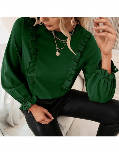 Replica Pure Color Stringy Selvedge Long Sleeve Blouses Long Sleeve Crew Neck #794118 $24.57 USD for Wholesale