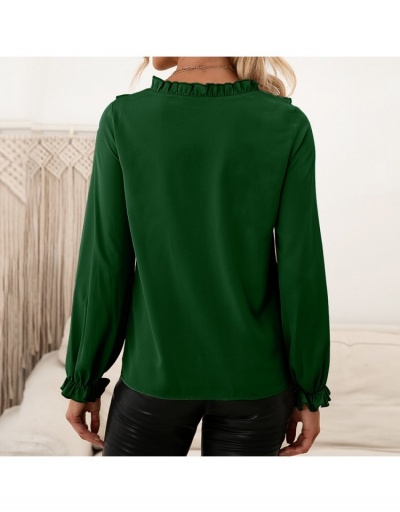 Replica Pure Color Stringy Selvedge Long Sleeve Blouses Long Sleeve Crew Neck #794118 $24.57 USD for Wholesale