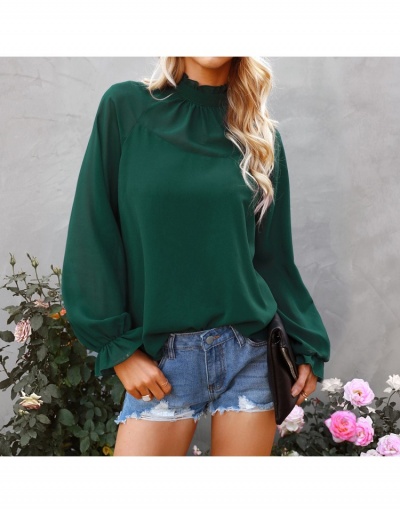 Replica  Women's Chiffon Solid Color Long Sleeve Blouse Long Sleeve Mock Neck #794119 $23.85 USD for Wholesale