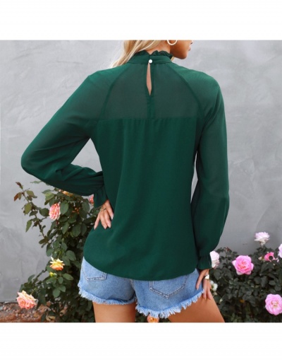 Replica  Women's Chiffon Solid Color Long Sleeve Blouse Long Sleeve Mock Neck #794119 $23.85 USD for Wholesale