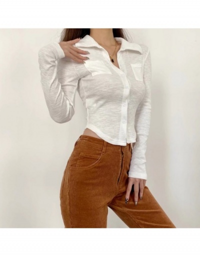 Solid Long Sleeve Casual Button Up Tops   Long Sleeve Turndown Collar #794121 $27.59 USD, Wholesale Fashion Blouses