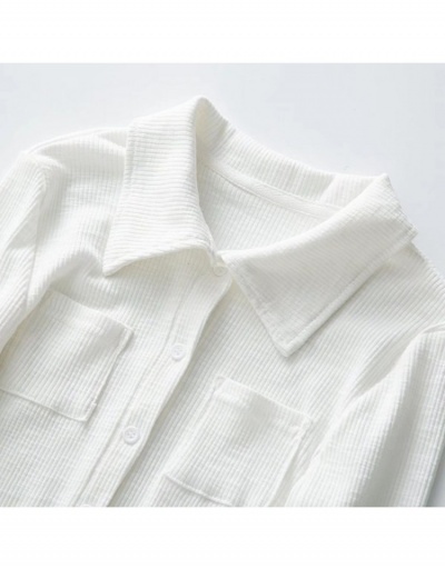 Replica Solid Long Sleeve Casual Button Up Tops   Long Sleeve Turndown Collar #794121 $27.59 USD for Wholesale