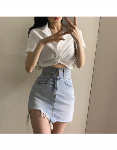 Simple Design Ruched Pure Color Women's Blouses Short Sleeve Lapel #794127 $21.35 USD, Wholesale Fashion Blouses