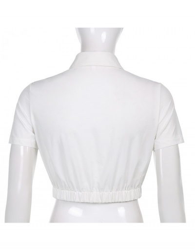 Replica Simple Design Ruched Pure Color Women's Blouses Short Sleeve Lapel #794127 $21.35 USD for Wholesale