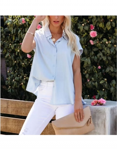 Replica  Chic Casual Pure Color Women's Shirt Short Sleeve Turndown Collar #794129 $18.74 USD for Wholesale