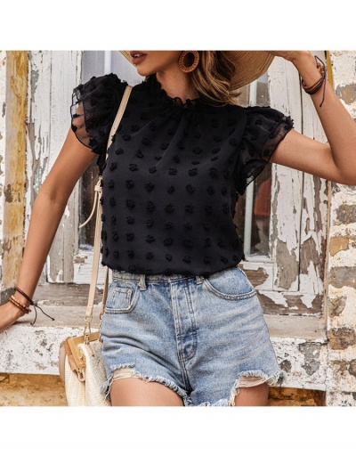  Fashion Pure Color Lace Patchwork Chiffon Women's Blouse Short Sleeve Crew Neck #794131 $24.38 USD, Wholesale Fashion Blouses