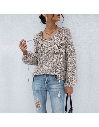 Vintage Style Leoperd V Neck Women Blouse  Long Sleeve V Neck #794135 $24.25 USD, Wholesale Fashion Blouses