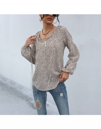 Replica Vintage Style Leoperd V Neck Women Blouse  Long Sleeve V Neck #794135 $24.25 USD for Wholesale