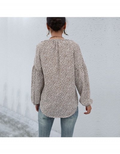 Replica Vintage Style Leoperd V Neck Women Blouse  Long Sleeve V Neck #794135 $24.25 USD for Wholesale