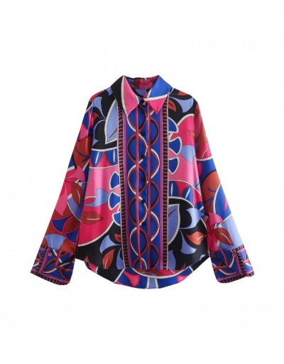 Replica New Women Printing Long Sleeve Shirts Long Sleeve Turndown Collar #794138 $30.94 USD for Wholesale