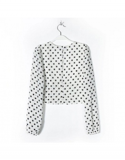 Replica V-neck Long Sleeve Dot Fashion Tops  Long Sleeve V Neck #794147 $29.87 USD for Wholesale