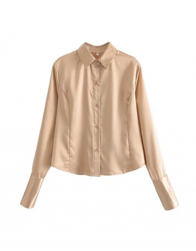 Replica Women Fashion Solid Long Sleeve Shirts Long Sleeve Turndown Collar #794153 $30.94 USD for Wholesale