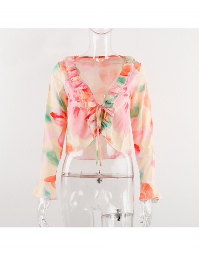 Replica  Trendy Women's Printed V-Neck Long Sleeve Top  Long Sleeve V Neck #794154 $19.43 USD for Wholesale