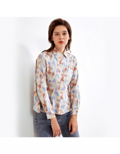  Spring Tie Dyed Turndown Collar Blouse For Women Long Sleeve Turndown Collar #794155 $28.58 USD, Wholesale Fashion Blouses