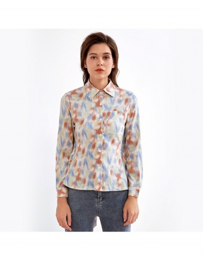 Replica  Spring Tie Dyed Turndown Collar Blouse For Women Long Sleeve Turndown Collar #794155 $28.58 USD for Wholesale