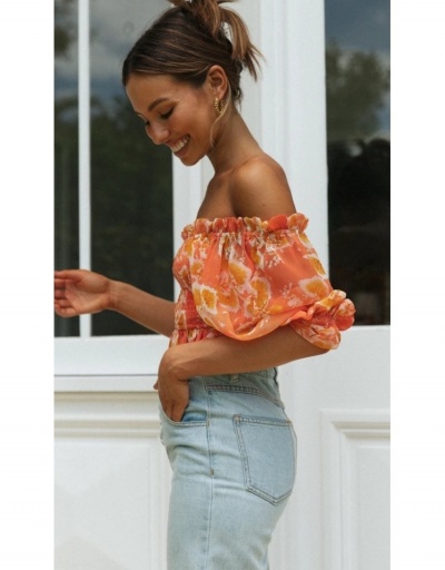 Replica Sexy Women Off Shoulder Floral Cropped Top  Short Sleeve Boat Neck #794173 $17.45 USD for Wholesale