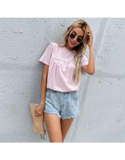 Replica Stringy Selvedge  Pink Loose Summer Ladies Blouse Short Sleeve O Neck #794186 $23.07 USD for Wholesale