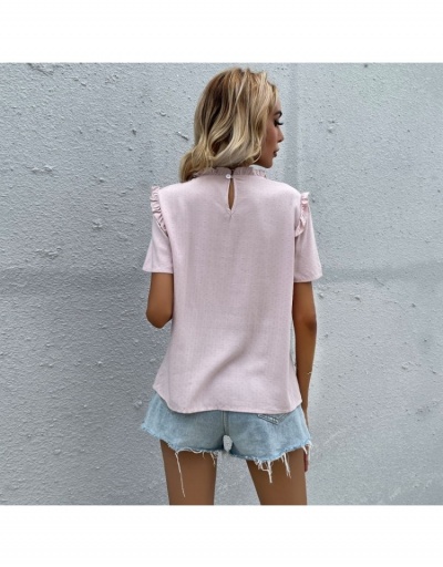 Replica Stringy Selvedge  Pink Loose Summer Ladies Blouse Short Sleeve O Neck #794186 $23.07 USD for Wholesale