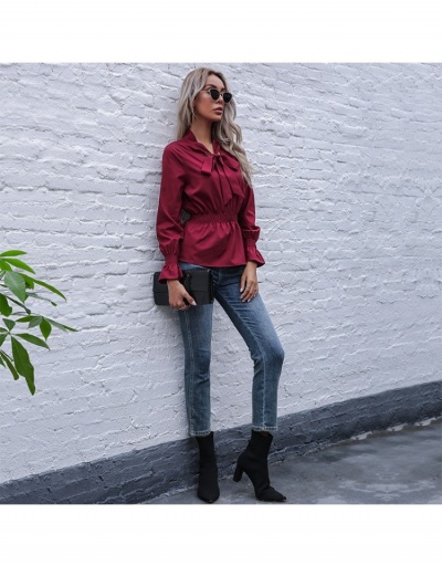 Replica  Spring Elastic Waist Solid Color Long Sleeve Women's Top Long Sleeve V Neck #794193 $21.97 USD for Wholesale