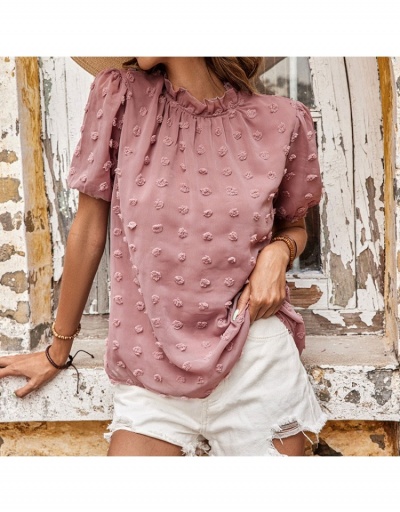  Summer New Style Pure Color Women's Top Short Sleeve Stand Collar #794204 $25.90 USD, Wholesale Fashion Blouses