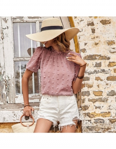 Replica  Summer New Style Pure Color Women's Top Short Sleeve Stand Collar #794204 $25.90 USD for Wholesale