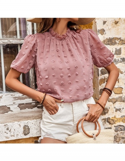 Replica  Summer New Style Pure Color Women's Top Short Sleeve Stand Collar #794204 $25.90 USD for Wholesale