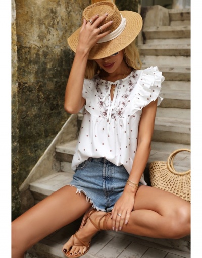 Replica Casual Ruffled Dot Short Sleeve Tops Short Sleeve Crew Neck #794205 $24.25 USD for Wholesale