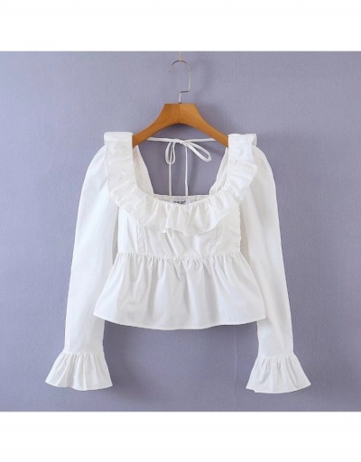 Replica  Summer Puff Sleeve Pure Color Women's Shirt Long Sleeve Square Neck #794209 $35.67 USD for Wholesale