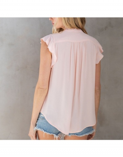 Replica Casual Pure Color Blouse For Women Short Sleeve Stand Collar #794218 $26.07 USD for Wholesale