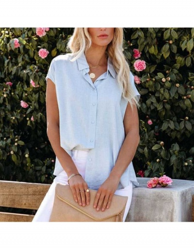  Summer Casual Style Pure Color Women's Top Short Sleeve Turndown Collar #794220 $23.85 USD, Wholesale Fashion Blouses