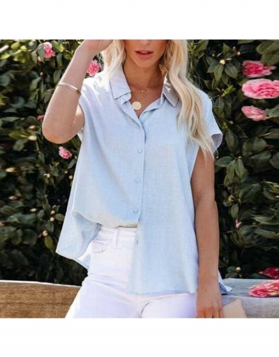 Replica  Summer Casual Style Pure Color Women's Top Short Sleeve Turndown Collar #794220 $23.85 USD for Wholesale