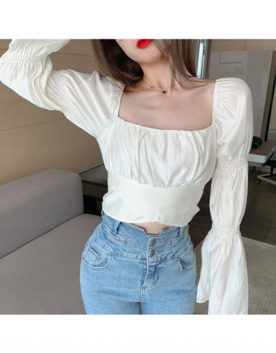 Simple Design Long Sleeve Square Neck Casual Blouse  Long Sleeve Square Neck #794225 $27.89 USD, Wholesale Fashion Blouses