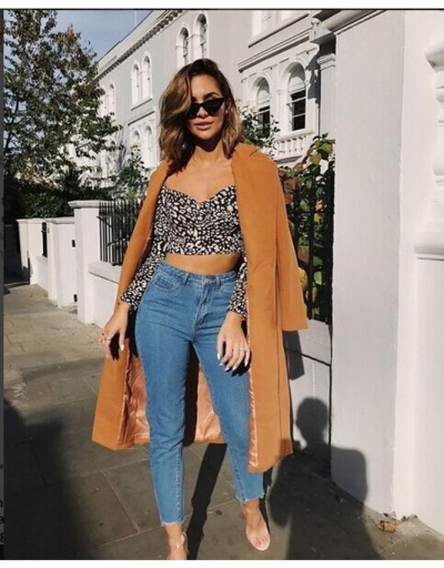 Replica Women Fashion Leopard Long Sleeve Cropped Tops Long Sleeve Square Neck #794227 $16.38 USD for Wholesale