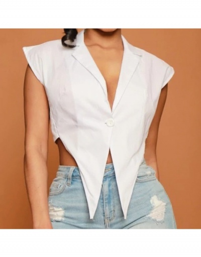  European Notch Collar Summer White Blouse Short Sleeve Notch Collar #794229 $19.35 USD, Wholesale Fashion Blouses