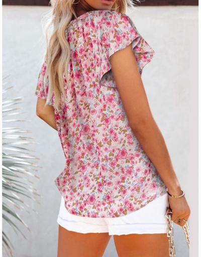 Replica Women Printing Fashion Petal Short Sleeve T-shirts Short Sleeve V Neck #794246 $18.59 USD for Wholesale