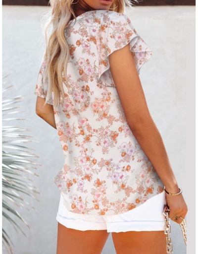 Replica Women Fashion Petal Short Sleeve Printing T-shirts Short Sleeve V Neck #794250 $17.88 USD for Wholesale