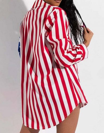 Replica American Flag Long Sleeve Fall Blouse For Women Long Sleeve Turndown Collar #794256 $16.35 USD for Wholesale