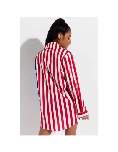 Replica American Flag Long Sleeve Fall Blouse For Women Long Sleeve Turndown Collar #794256 $16.35 USD for Wholesale