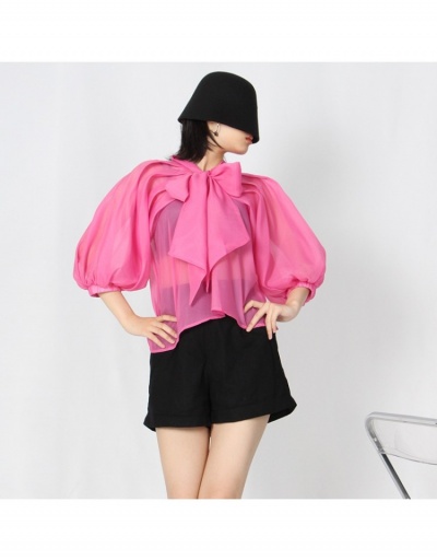  Fashion Elegant Chiffon Lantern Sleeve Top Long Sleeve Stand Collar #794261 $47.13 USD, Wholesale Fashion Blouses