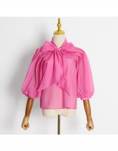 Replica  Fashion Elegant Chiffon Lantern Sleeve Top Long Sleeve Stand Collar #794261 $47.13 USD for Wholesale