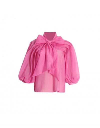 Replica  Fashion Elegant Chiffon Lantern Sleeve Top Long Sleeve Stand Collar #794261 $47.13 USD for Wholesale