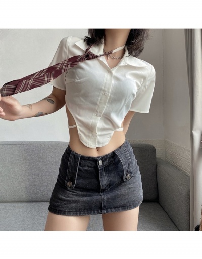  Summer Fashion Short Sleeve Crop Blouse Short Sleeve Turndown Collar #794271 $20.80 USD, Wholesale Fashion Blouses