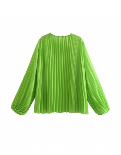 Replica Fashion Pure Color Patchwork Pleated Women's Blouse Long Sleeve V Neck #794273 $29.25 USD for Wholesale