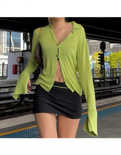 Replica  2022 Pure Color Single Breasted Long Sleeve Blouse Long Sleeve Turndown Collar #794276 $20.48 USD for Wholesale